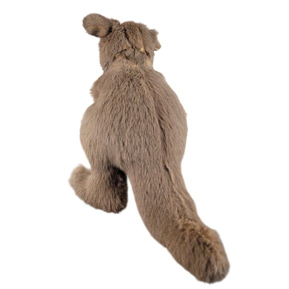 Vintage Real Fur Kangaroo Plush Toy with Joey, Brown 10" Stuffed Animal - Picture 5 of 16